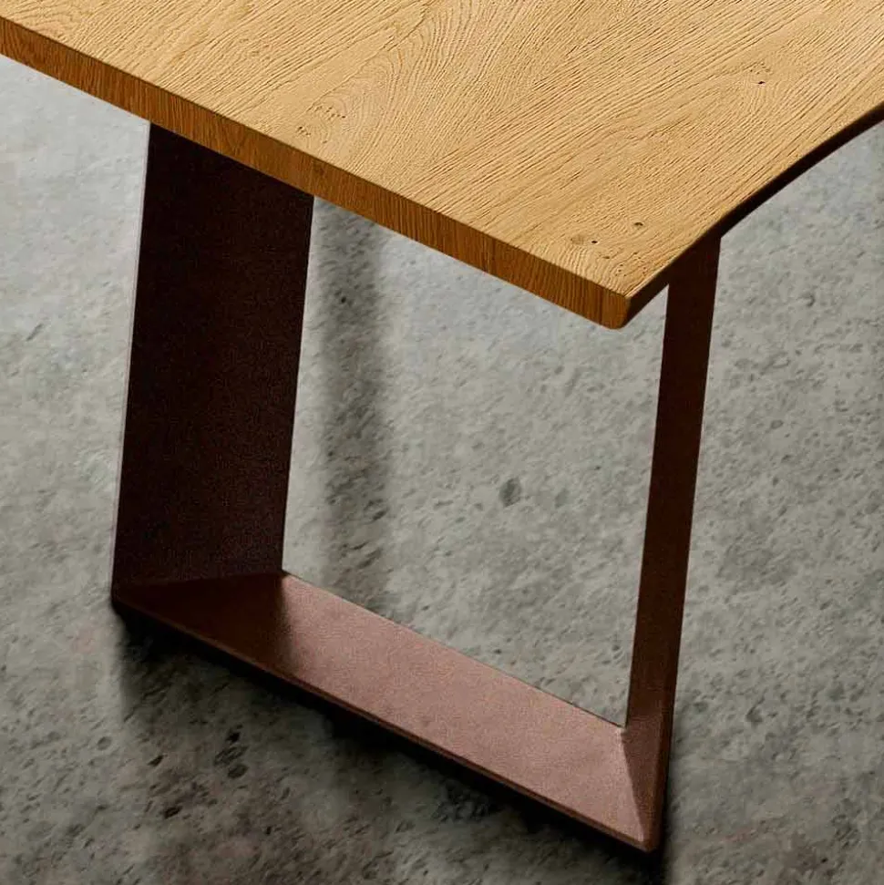 Tavolo da cucina in legno massellato e metallo made in Italy, Flora