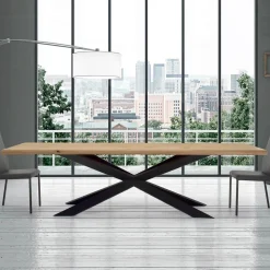 Tavolo da Cucina Moderno in Legno impiallacciato e Acciaio Made in Italy – Grotta