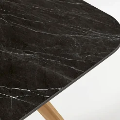 Tavolo da Esterno con Base in Legno e Piano in Ceramica Nero Marquinia - Infinity