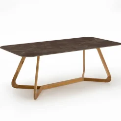 Tavolo da Esterno con Base in Legno e Piano in Ceramica Pulpis Brown - Infinity