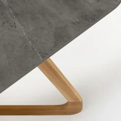 Tavolo da Esterno con Base in Legno e Piano in Ceramica Pietra Grey - Infinity