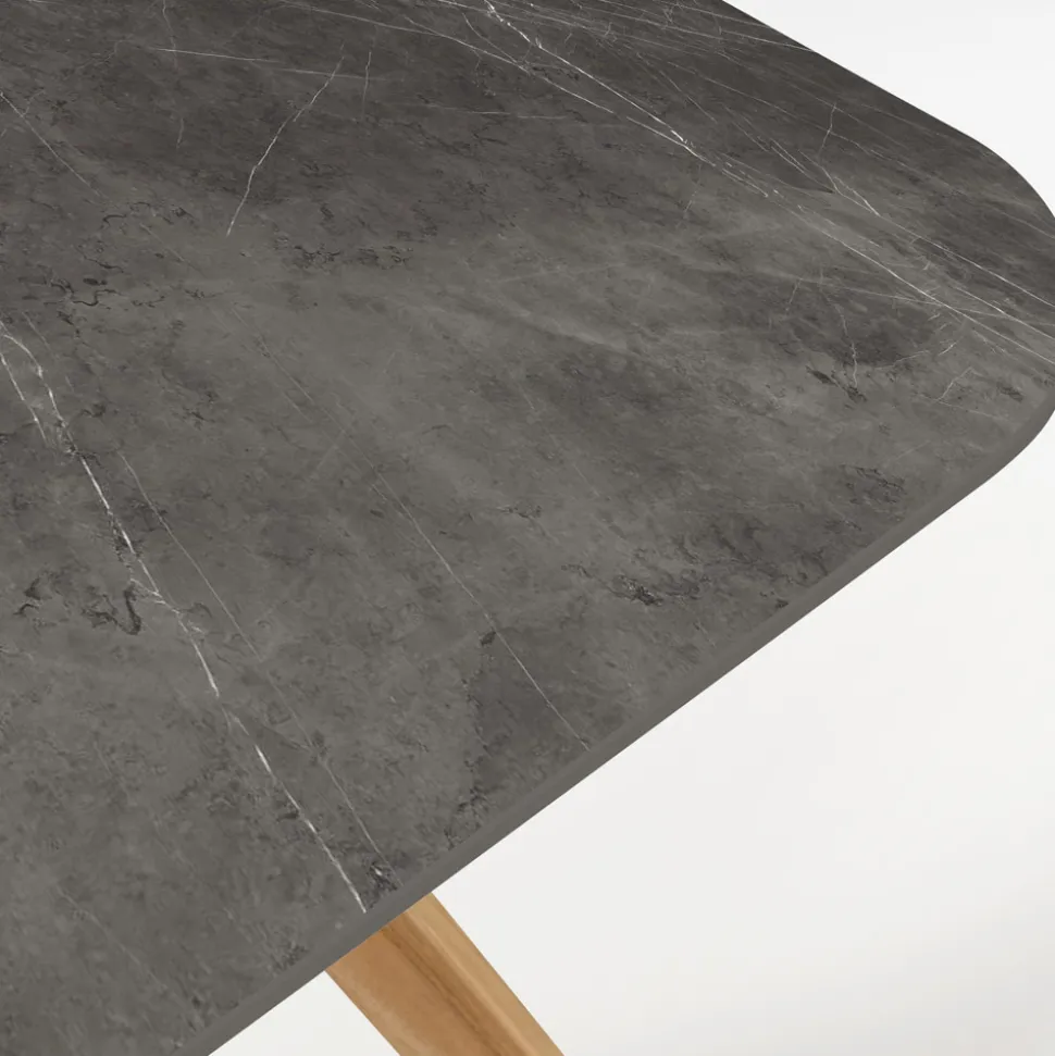 Tavolo da Esterno con Base in Legno e Piano in Ceramica Pietra Grey - Infinity