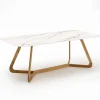 Tavolo da Esterno con Base in Legno e Piano in Ceramica Calacatta Oro - Infinity