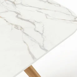 Tavolo da Esterno con Base in Legno e Piano in Ceramica Calacatta Oro - Infinity