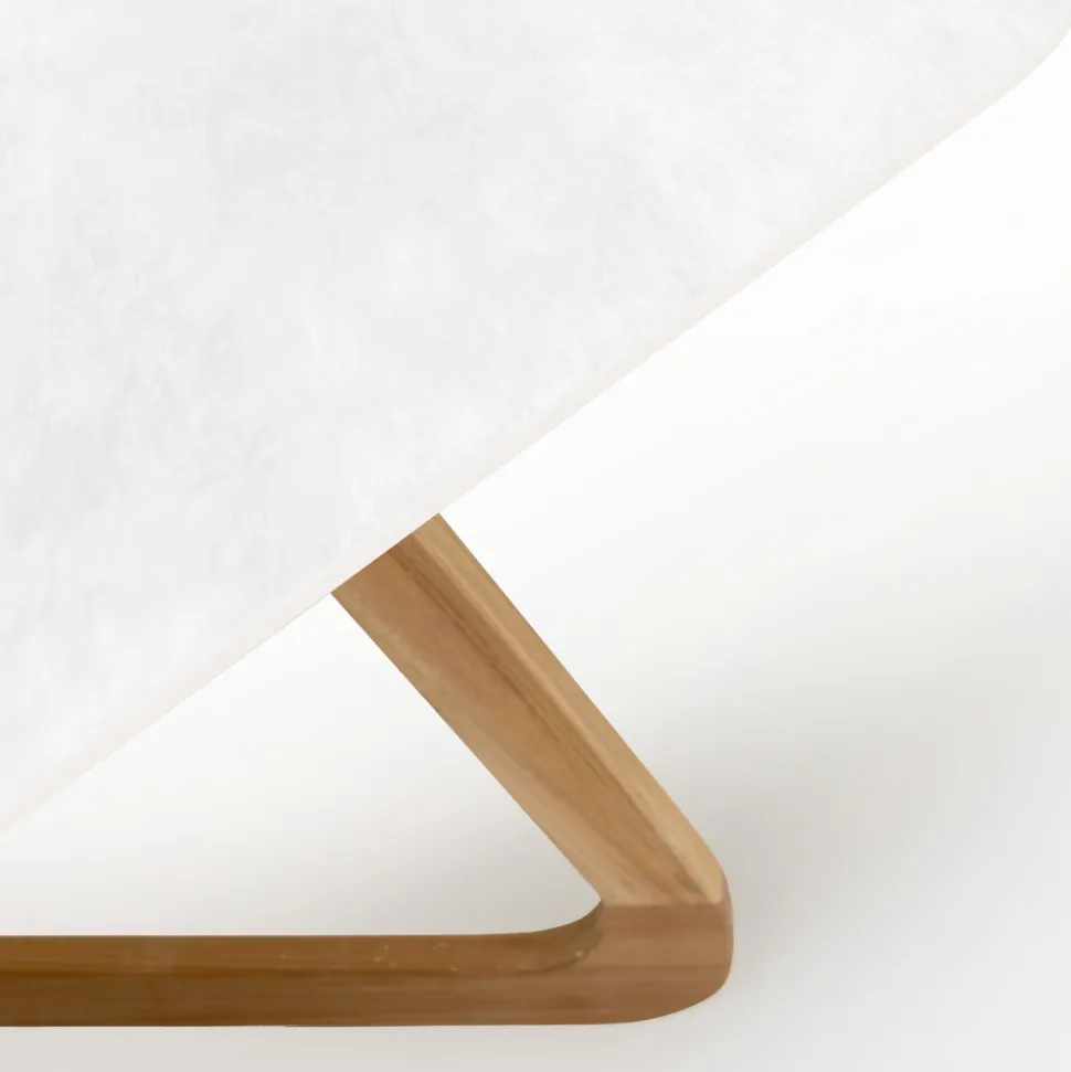 Tavolo da Esterno con Base in Legno e Piano in Ceramica Total White - Infinity