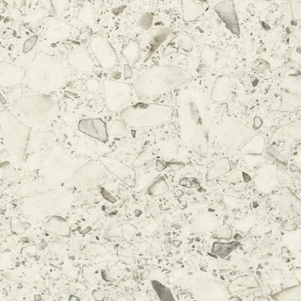 Tavolo da Esterno con Base in Legno e Piano in Ceramica Terrazzo White - Infinity