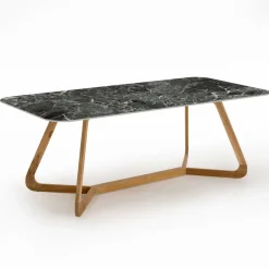 Tavolo da Esterno con Base in Legno e Piano in Ceramica Verde France - Infinity