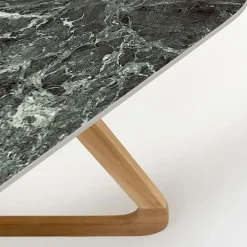 Tavolo da Esterno con Base in Legno e Piano in Ceramica Verde France - Infinity