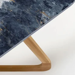 Tavolo da Esterno con Base in Legno e Piano in Ceramica Ocean Blue - Infinity