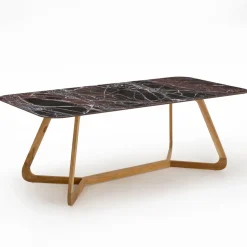 Tavolo da Esterno con Base in Legno e Piano in Ceramica Rosso Domus - Infinity