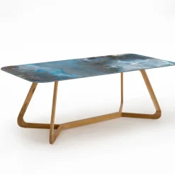 Tavolo da Esterno con Base in Legno e Piano in Ceramica Thunderstorm - Infinity
