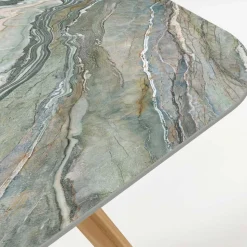 Tavolo da Esterno con Base in Legno e Piano in Ceramica Royal Peacock - Infinity