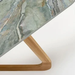 Tavolo da Esterno con Base in Legno e Piano in Ceramica Royal Peacock - Infinity