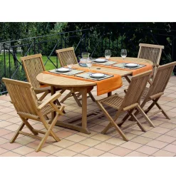 Tavolo da Esterno con 2 Poltroncine e 4 Sedie in Teak - Yggdrasil