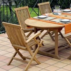 Tavolo da Esterno con 2 Poltroncine e 4 Sedie in Teak - Yggdrasil