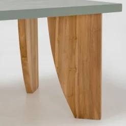 Tavolo da Esterno in Okumè Finitura Microcemento e Teak Made in Italy - Pencil