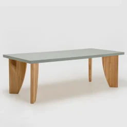 Tavolo da Esterno in Okumè Finitura Microcemento e Teak Made in Italy - Pencil