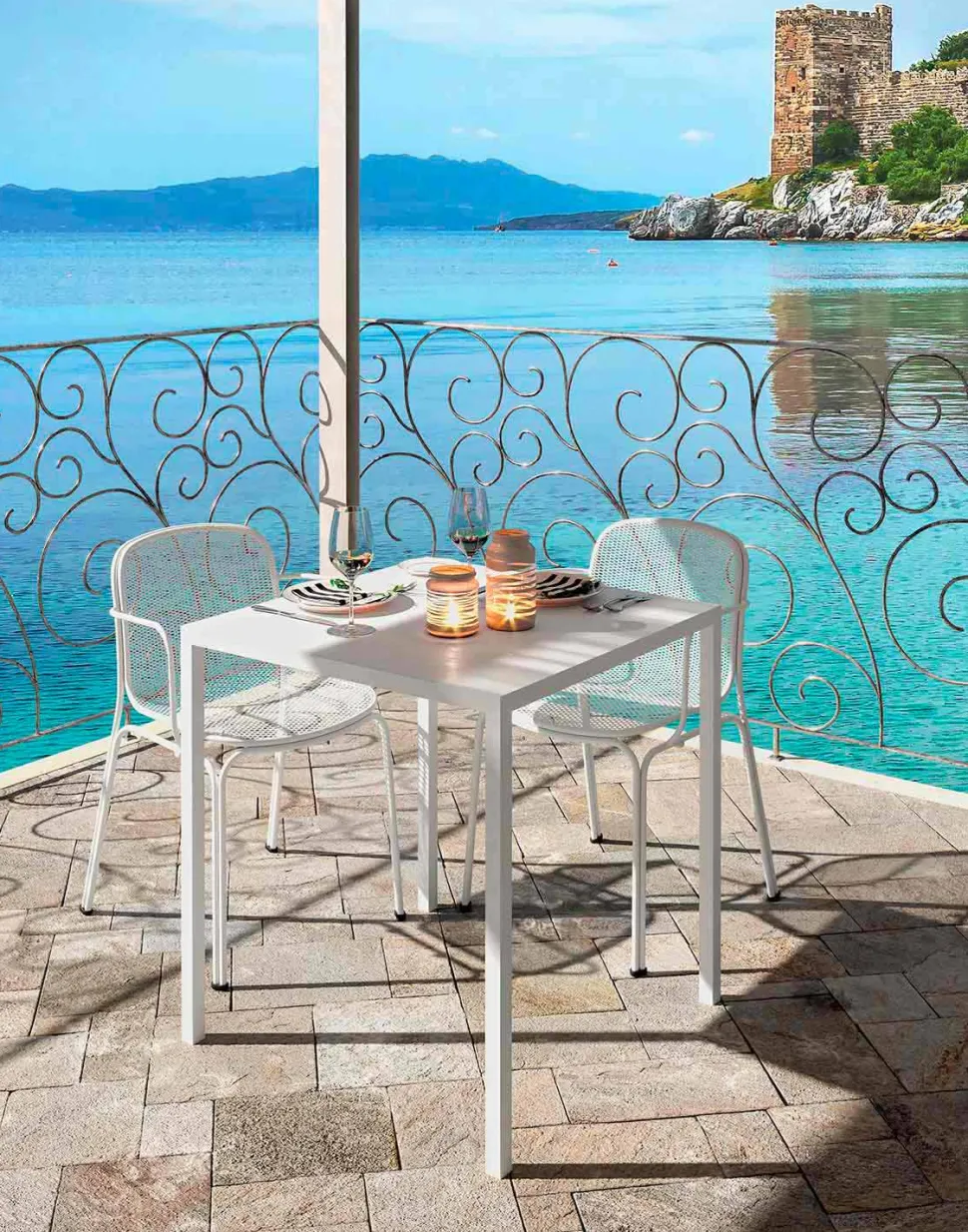 Tavolo da Esterno Quadrato in Lamiera Made in Italy - Benedict
