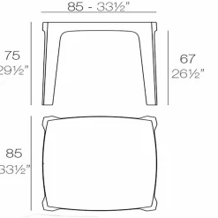 Tavolo da esterno quadrato Solid by Vondom in polipropilene, di design, 4 pezzi