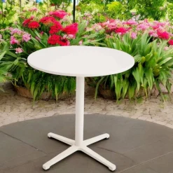 Tavolo da Esterno Rotondo Diametro 75 cm in Alluminio Beige - Brisea