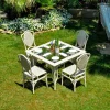 Tavolo da giardino di design piano in vetro Romeo realizzato a mano
