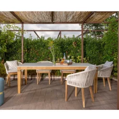 Tavolo da Giardino in Teak Naturale e Piano in Ceramica - Artes