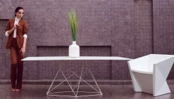 Tavolo da giardino moderno in HPL e acciaio inox Faz Vondom
