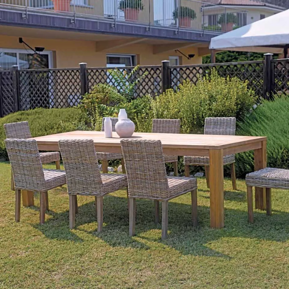 Tavolo da Giardino Rettangolare Realizzato in Teak Riciclato - Elianto