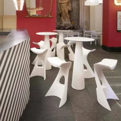 Tavolo da giardino rotondo in polietilene e hpl Slide Hoplà(H110)