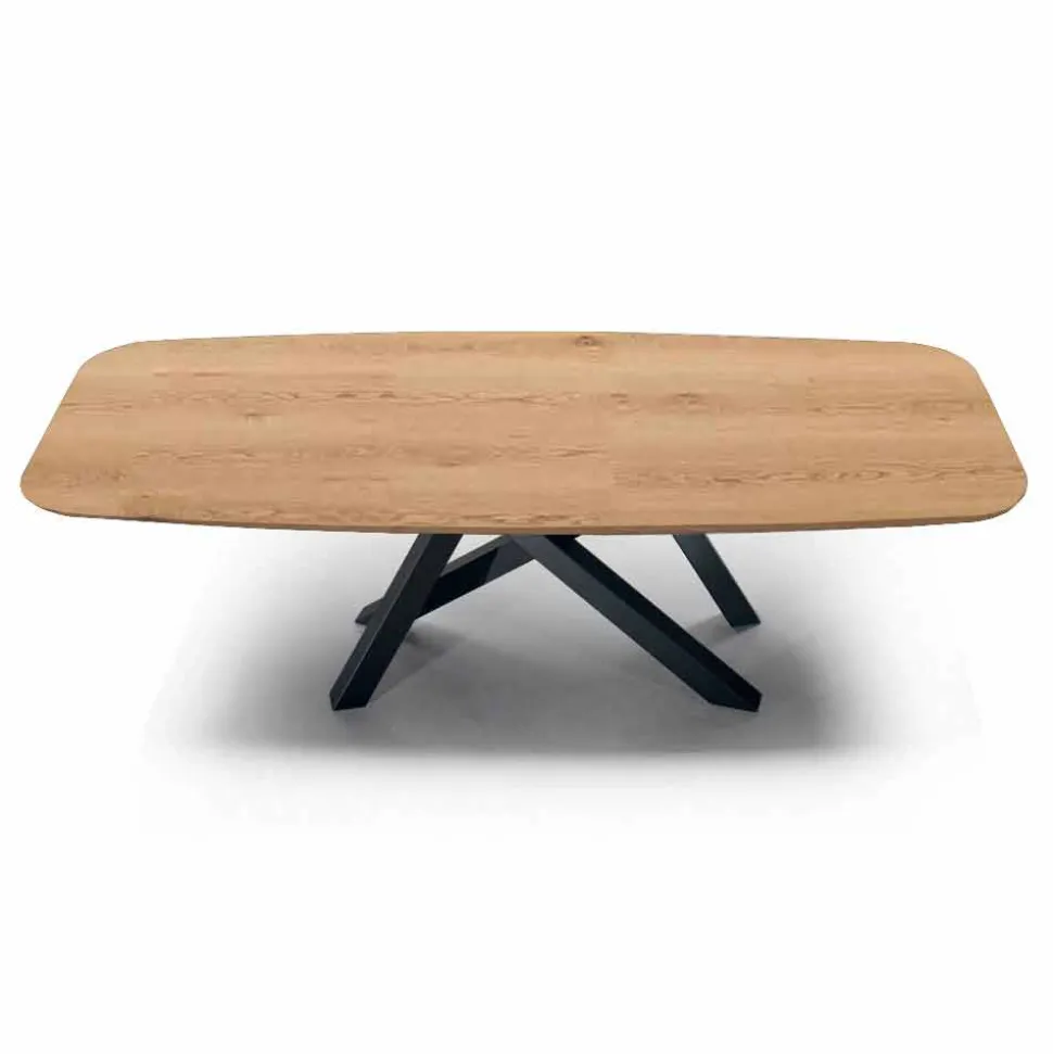 Tavolo da Pranzo a Botte con Piano Impiallacciato Made in Italy - Settimmio