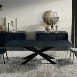 Tavolo da Pranzo a Botte in Laminato Effetto Marmo Made in Italy - Grotta