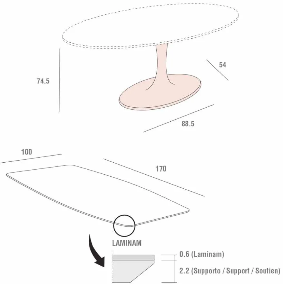 Tavolo da Pranzo a Botte in Laminam e Marmo Sintetico Made in Italy - Brontolo