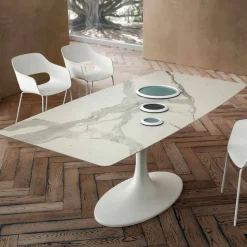 Tavolo da Pranzo a Botte in Laminam e Marmo Sintetico Made in Italy - Brontolo