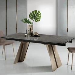Tavolo da Pranzo Allungabile in Metallo e Vetroceramica Made in Italy - Circe