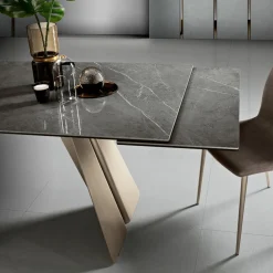 Tavolo da Pranzo Allungabile in Metallo e Vetroceramica Made in Italy - Circe