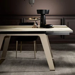Tavolo da Pranzo Allungabile in Vetroceramica e Metallo Made in Italy - Ania