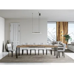 Tavolo da Pranzo Allungabile Fino a 440 cm in Legno e Ferro Made in Italy - Foxy