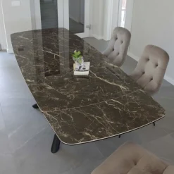 Tavolo da Pranzo Allungabile a 230 cm in Vetroceramica e Metallo - Kinari
