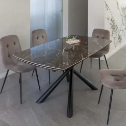 Tavolo da Pranzo Allungabile a 230 cm in Vetroceramica e Metallo - Kinari