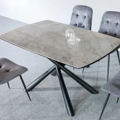 Tavolo da Pranzo Allungabile a 200 cm in Vetroceramica e Metallo - Naisha