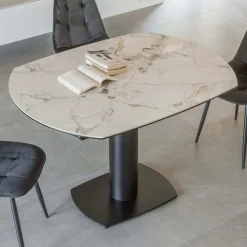 Tavolo da Pranzo Allungabile in Ceramica e Base Metallo - Indira