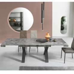 Tavolo da Pranzo Allungabile a 260 cm Effetto Cemento Moderno - Lenova
