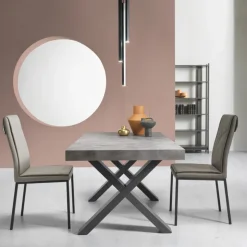 Tavolo da Pranzo Allungabile a 260 cm Effetto Cemento Moderno - Lenova
