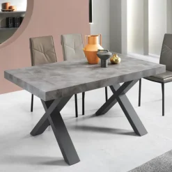 Tavolo da Pranzo Allungabile a 260 cm Effetto Cemento Moderno - Lenova
