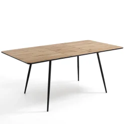 Tavolo da Pranzo Allungabile Fino a 160 cm in Mdf e Metallo Nero - Crumiro