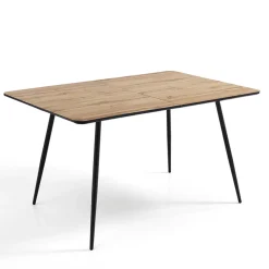 Tavolo da Pranzo Allungabile Fino a 160 cm in Mdf e Metallo Nero - Crumiro