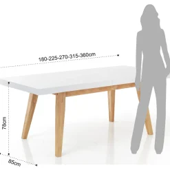 Tavolo da Pranzo Allungabile Fino a 315 cm in Mdf e Legno Massello - Paolo