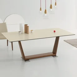 Tavolo da Pranzo Allungabile a 3 m in Ceramica e Gambe in Legno - Cesteo