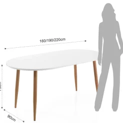 Tavolo da Pranzo Allungabile Fino a 220 cm in Mdf Bianco Opaco - Toledo