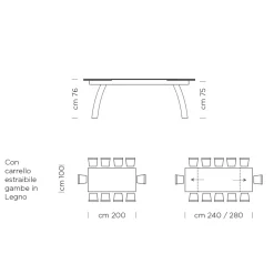 Tavolo da Pranzo Allungabile Fino a 280 cm in Vetro Made in Italy - Antimo